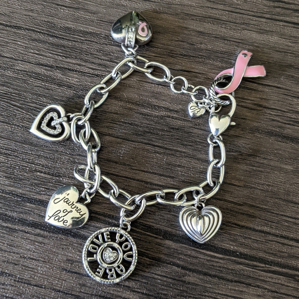 Brighton - breast cancer, silver charm bracelet